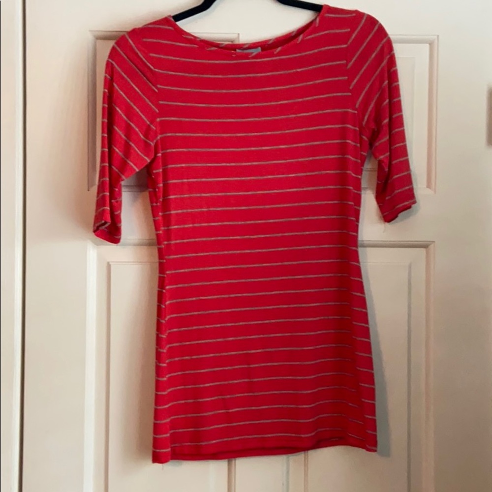 Red/grey striped shirt